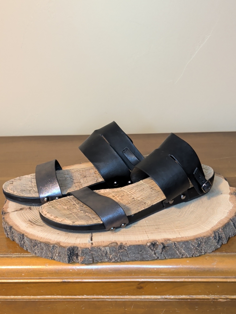 Restricted Brand Women's Black Leather Slide Sandals Sz 9.5